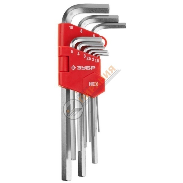 Фото Набор Зубр ключи имбусовые, длинные НЕХ 1,5-10 мм (9 шт) от магазина Пирания