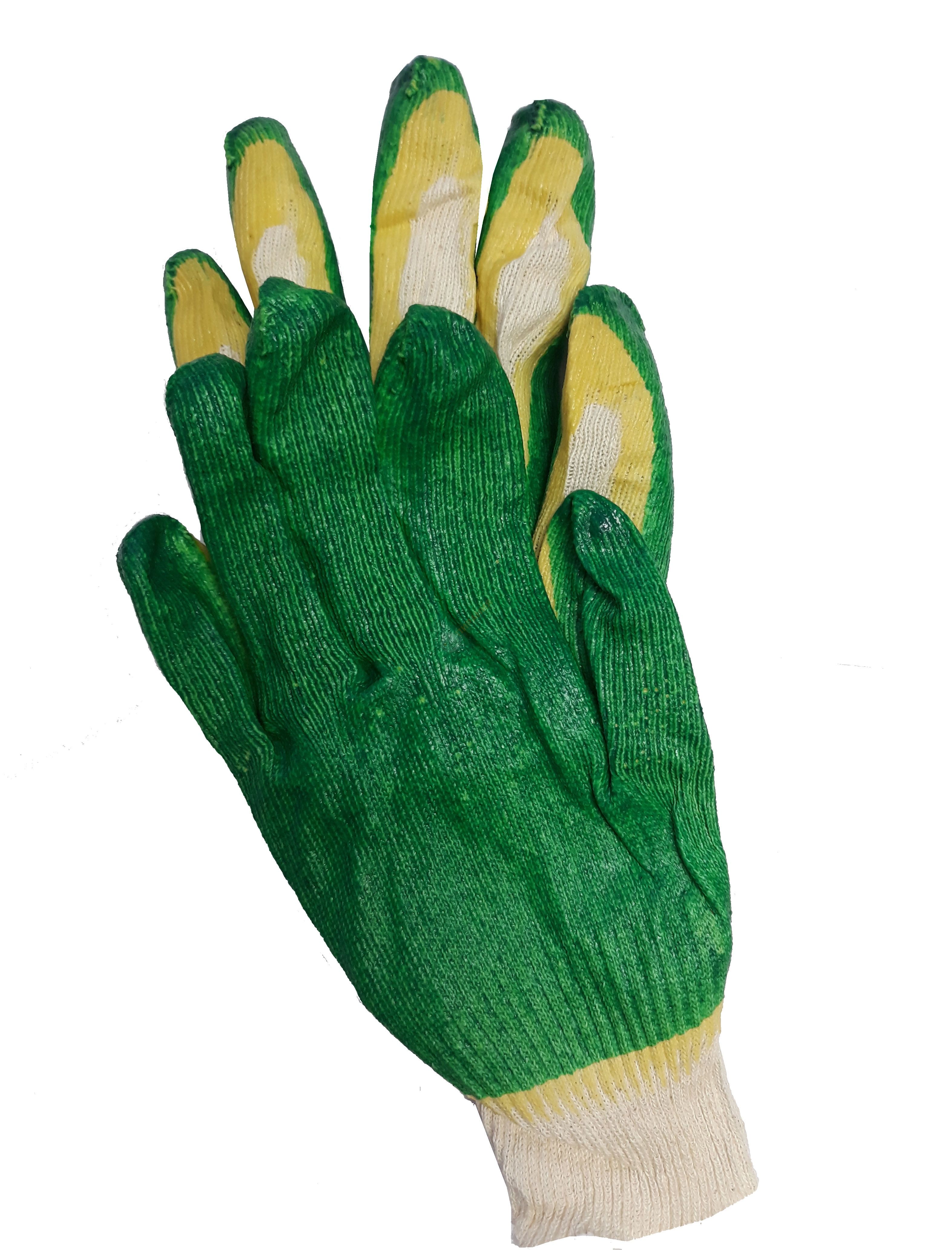 Фото Перчатки трикотаж. с двойной облив. (желто-зеленые)  от магазина Пирания
